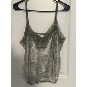EUC Danskin Light Green Lace Velour Cami Knit Tank Top Size XL Adjustable Straps